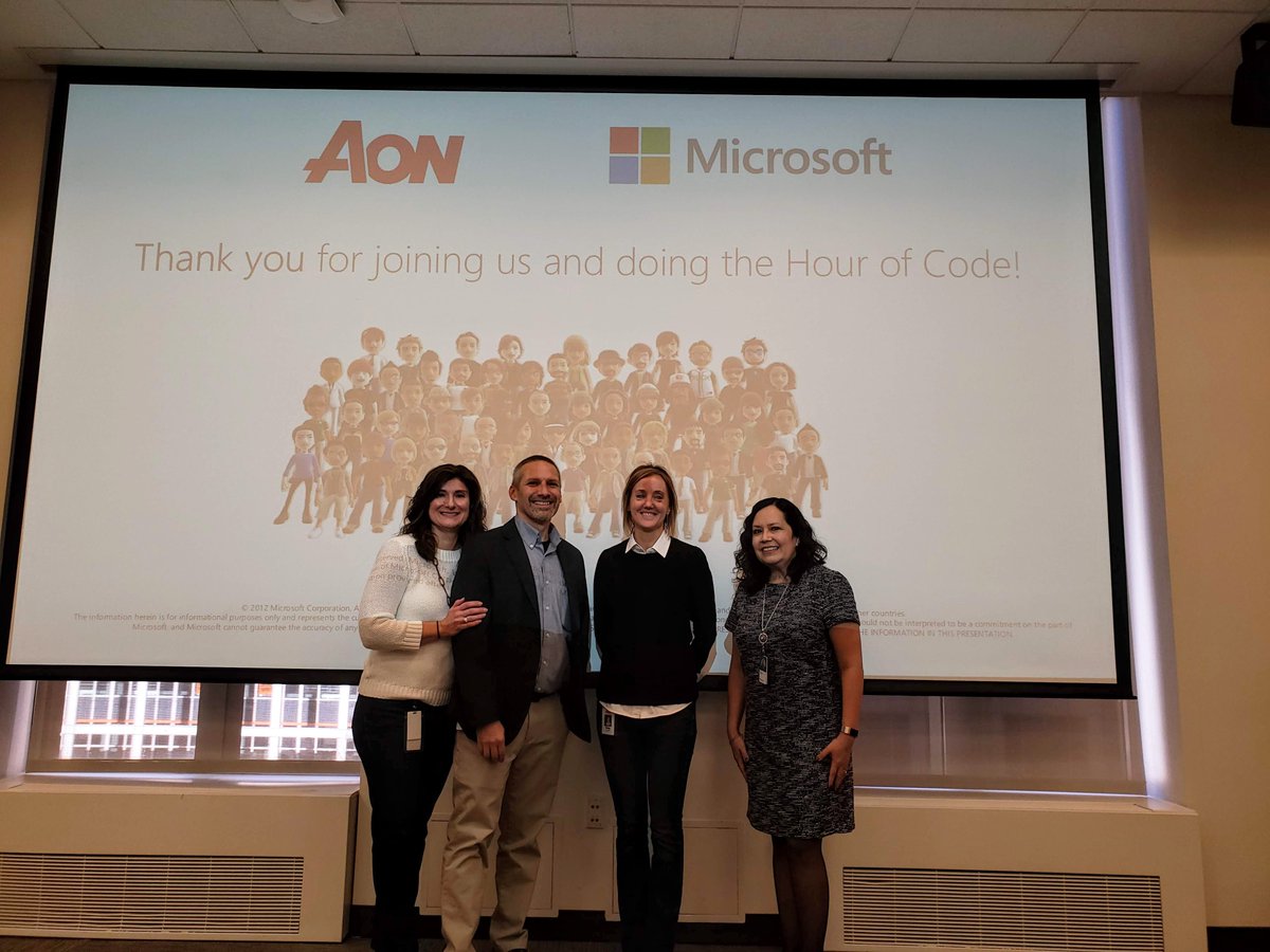 Mary Monroy (@marymschicago) on Twitter photo Last week we had 105 students in our <a href="/MSFTChicago/">Microsoft Chicago</a> office in partnership with <a href="/Aon_plc/">Aon</a> to do the #HourofCode with tutorials from <a href="/codeorg/">Code.org</a>. We had a great time and they were so engaged #engageDG4 @bethrihtar <a href="/lkuhn65/">Larry Kuhn</a> #microsoftlife Last week we had 105 students in our <a href="/MSFTChicago/">Microsoft Chicago</a> office in partnership with <a href="/Aon_plc/">Aon</a> to do the #HourofCode with tutorials from <a href="/codeorg/">Code.org</a>. We had a great time and they were so engaged #engageDG4 @bethrihtar <a href="/lkuhn65/">Larry Kuhn</a> #microsoftlife