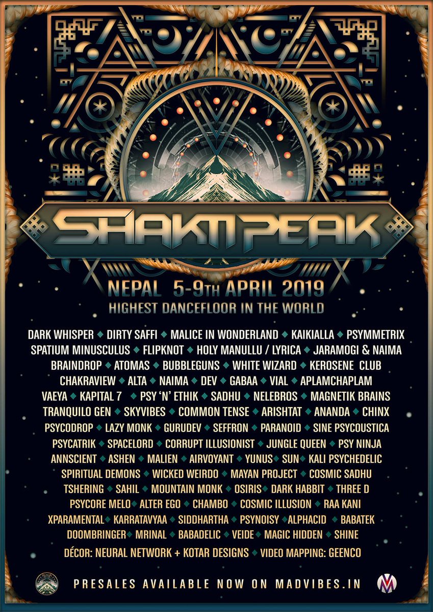 JoyEntIndia's tweet photo. We are delighted to announce that @Jayrajsinh Chavda and Veide will be representing us at Shakti Peak Festival Nepal. Join us on the highest dance floor in the world.
Pre-Sales: https://t.co/WkmlGYELeC
#JoyEntertainment #Veide #Psytrance #MusicFestival #ShaktiPeakFestival #Nepal https://t.co/VBHNpSGwG8