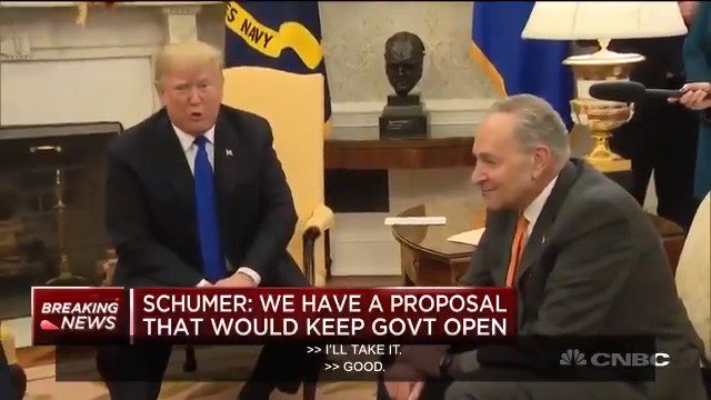 .@realDonaldTrump has the Senate, the White House, and the House (for the moment) under Republican control. He has the power to keep government open – but instead, he says he’s going to shut down the government. #TrumpShutdown