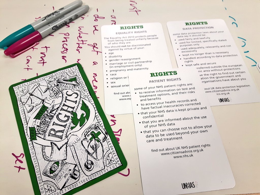 CarolineClaisse's tweet image. In a Workshop led by @gileslane exploring fairness in pervasive environments with a beautiful set of cards illutrated by @Alice_Angus #TIPSbyDesign #unbias #toolkit