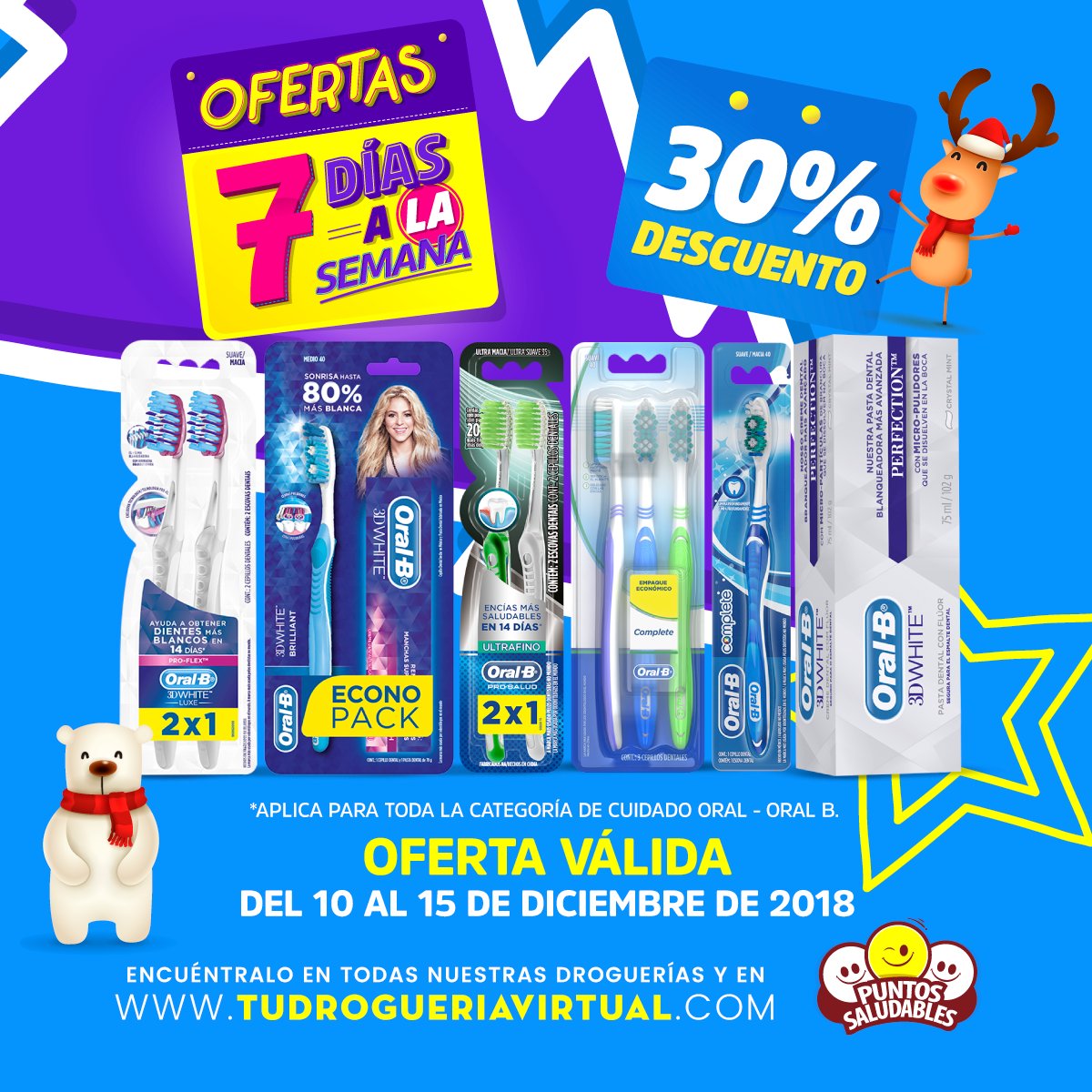 tudrogvirtual's tweet photo. Sácale una sonrisa a la navidad y lleva esta promo de ORAL B: recibe el 30% de descuento en la compra de toda la línea de cuidado oral.
Vigencia de la oferta: del 10 al 15 de diciembre. https://t.co/XCcvVVlB1W