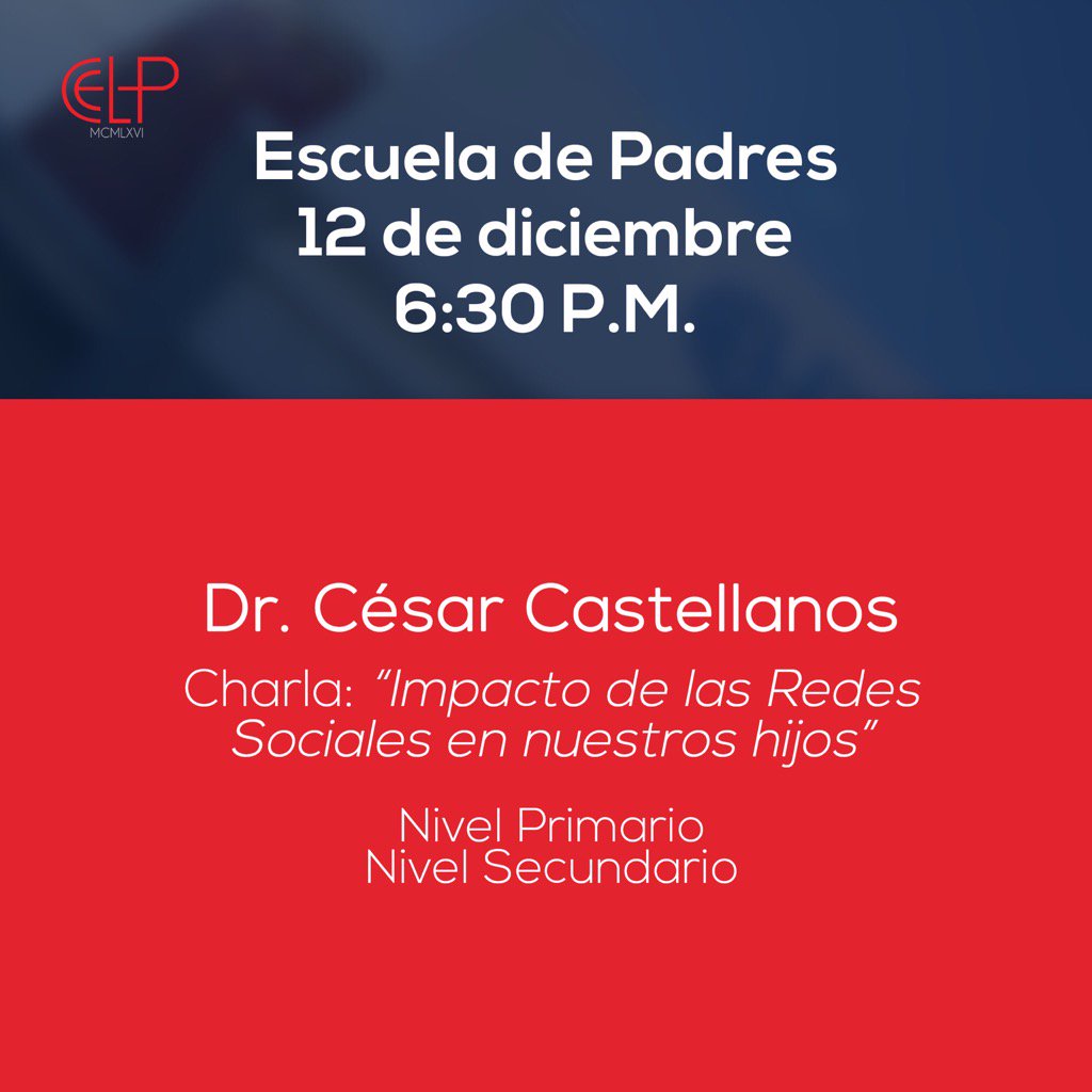 CELPrd's tweet photo. Mañana tendremos al Dr. César Castellanos conversando sobre el impacto de las redes sociales en nuestros hijos. #CELP https://t.co/yjVe3nSkr4