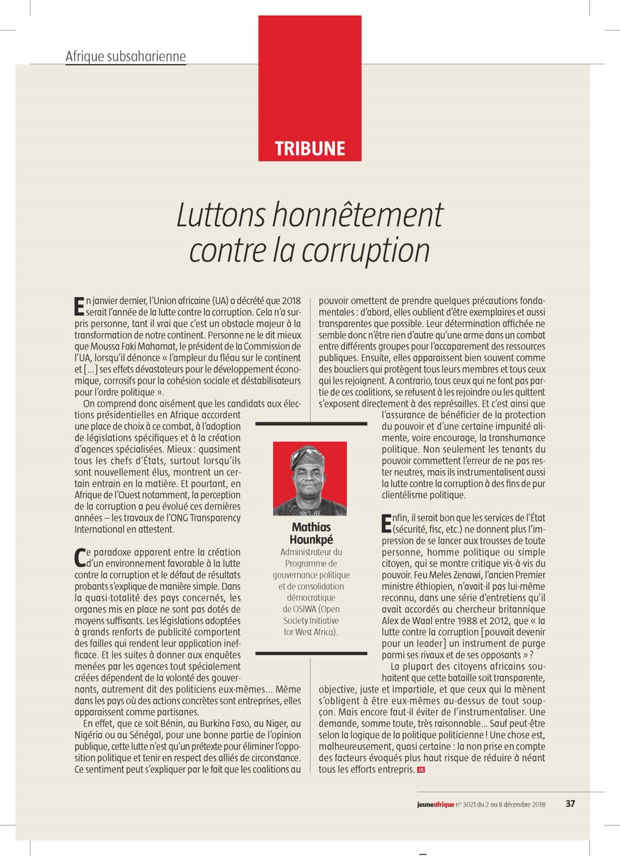 Coffi_12's tweet photo. La lutte contre la #CORRUPTION ne peut être efficace en #Afrique que si elle est juste, impartiale, transparente et non instrumentalisée @OSIWA1 @HassanIdayat @ab_benin @IbrahimaANiang @AFRICTIVISTES @mashanubian @lutheryam74 @FrancisLaloupo @JibrinIbrahim17 @sanikayi @nnata404 https://t.co/ZoYpBHnINt