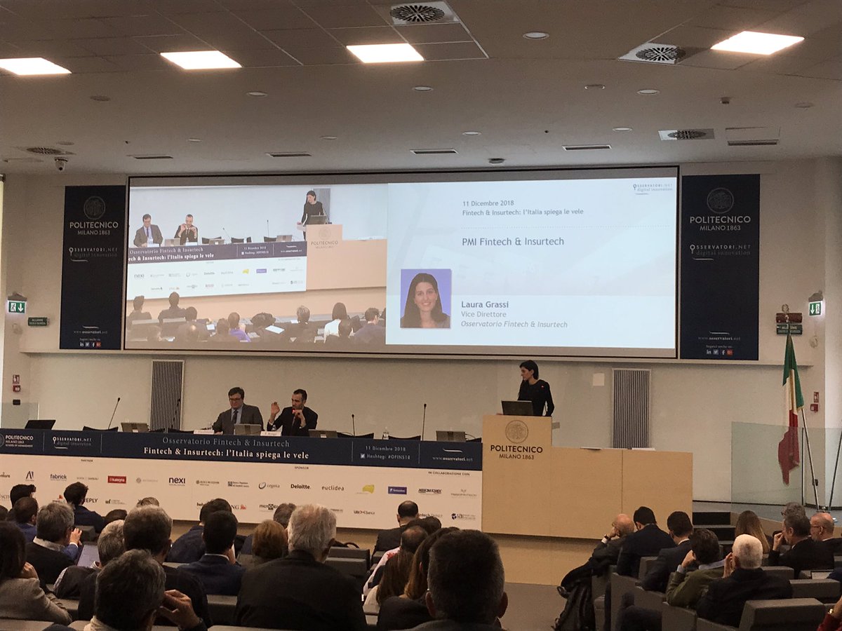 Osserv_Digital's tweet photo. Laura Grassi interviene per illustrare lo scenario delle #PMI #fintech e #Insurtech #OFINS18 https://t.co/ca8YZhnPIM