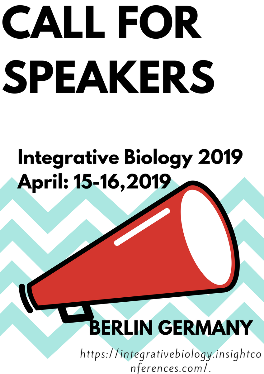 InteBiologyConf's tweet photo. Login to: https://t.co/TtPj9jaf7z       
Hurry up ! Get great Discounts on your group registrations! 
@InteBiologyConf 2019 @ Berlin Germany
Highlights: 
#IntegrativeOrganismalBiology
#CellBiology
#MolecularBiology
#SystemsBiology
#SyntheticBiology
#StructuralBiology https://t.co/G1RhmUkXOv