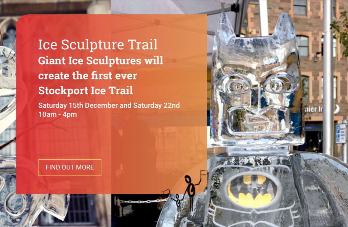 Don't forget to visit the Ice Sculpture Trail this weekend – 15th and 22nd Dec - totallystockport.co.uk/event/ice-scul… #stockport