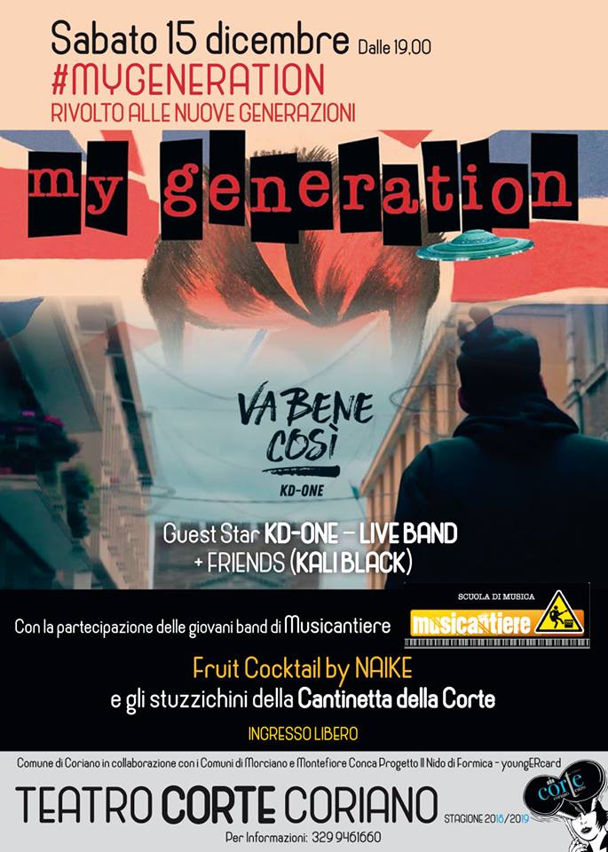 teatrocorte's tweet photo. #Coriano sabato 15 dicembre dalle ore 19.00 #mygeneration #clubundergraund #KDONE #liveband & #frieds #KALIBLACK https://t.co/rzHS7BZ7rb