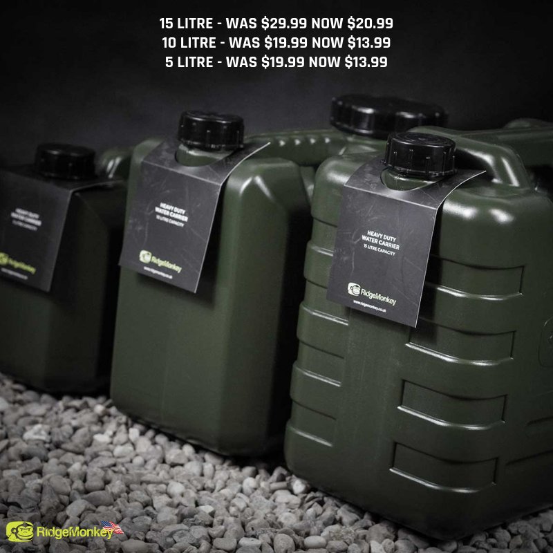 RidgeMonkeyUS's tweet photo. Never waste a drop of water again. Heavy duty water carriers on sale now. Hurry, while stocks last. 

https://t.co/Ss1jZrGX2h https://t.co/OFrGeqCDHM