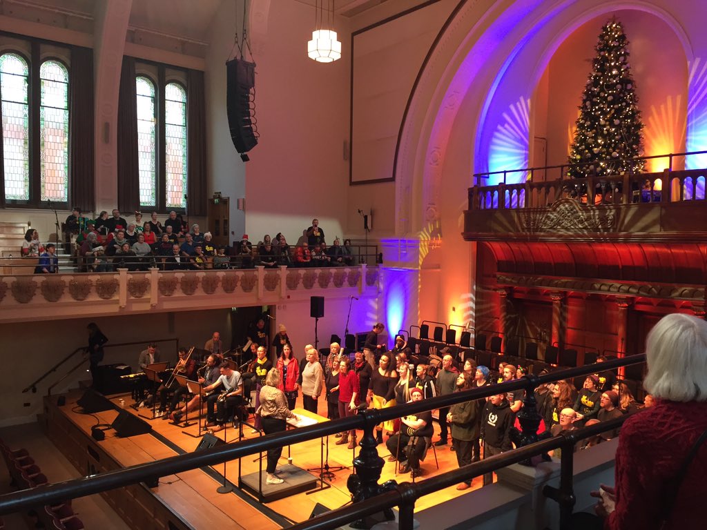 Sound check has begun for @CWNNLondon Christmas gig @cadoganhall 🎄- bringing four choirs together from Liverpool, Birmingham & @CWNNBrighton 🎶 #singtogether #feelgood #gettingfestive #homelessness #powerofsong 🙌