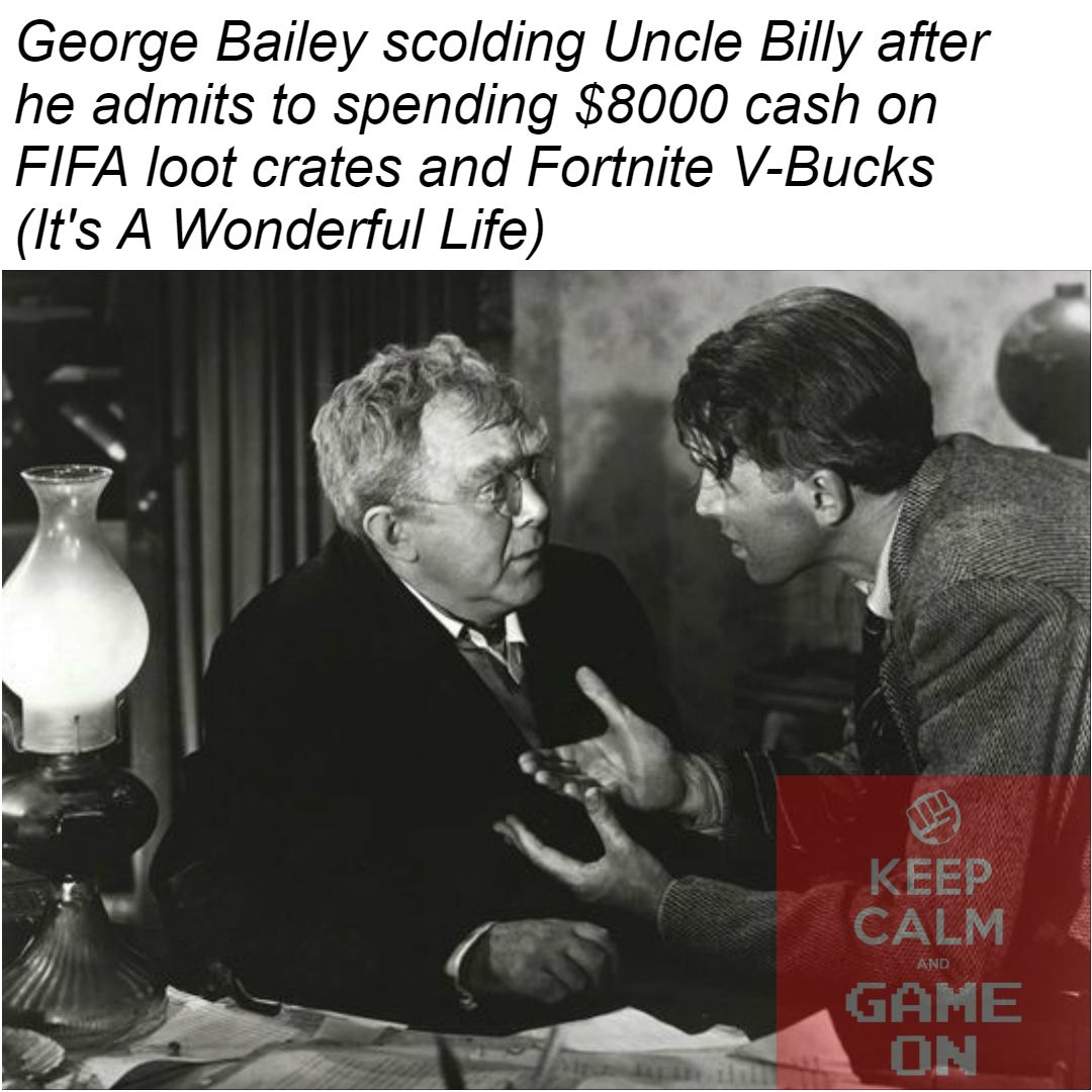 KCGOpodcast's tweet photo. I honestly love this movie. Uncle Billy really let everybody down #dankmemes #gamer #gaming #Fortnite #FIFA #funny #ItsAWonderfulLife #KeepCalmAndGameOn #podcast #VideoGames #memes #lol #funny #movies #Christmas #holidays #PS4 #PCGaming #Xbox #Nintendo #Switch #EpicGames https://t.co/iWrjGcGKuh