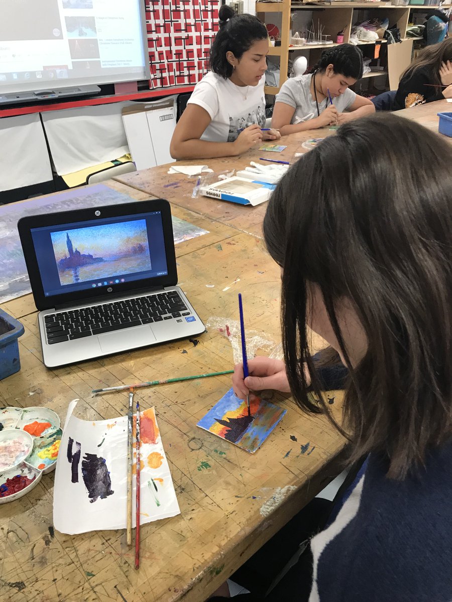 C_Lista_WHS's tweet image. French Elective and AP Studio Art join forces to work on beautiful French Impressionist paintings! Merci to @timeforbetty for collaborating with us! #WeeWorkTogether #WeeOui #WHS #Interdisciplinarylessonsarefun @WeehawkenTSD