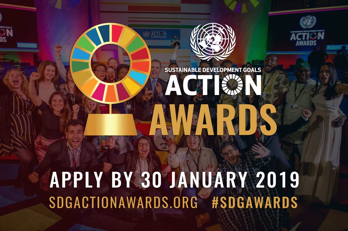 SDGaction's tweet photo. Are you the next #SDGAwards🏆 winner? We are looking for the top SDG mobilizers, storytellers, campaigners, connectors, visualizers, includers &amp; creatives across the world taking @SDGaction! Apply by 30 January: https://t.co/7su46u0oHO #ACT4SDGs #SDGs #GlobalGoals #SDGglobalFest https://t.co/prerzZpkHf