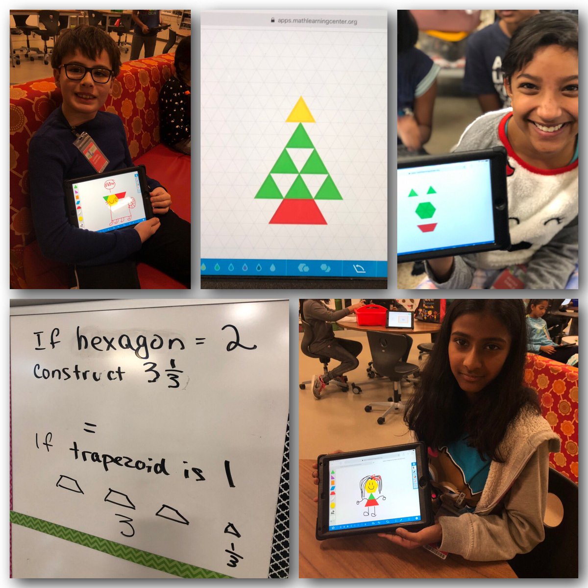 MayV1's tweet image. #FractionTalks @NetZeroLee Construction zone began with what is the value of a triangle? Is the value always 1/6? Great thinking and creativity followed 😊#75019math