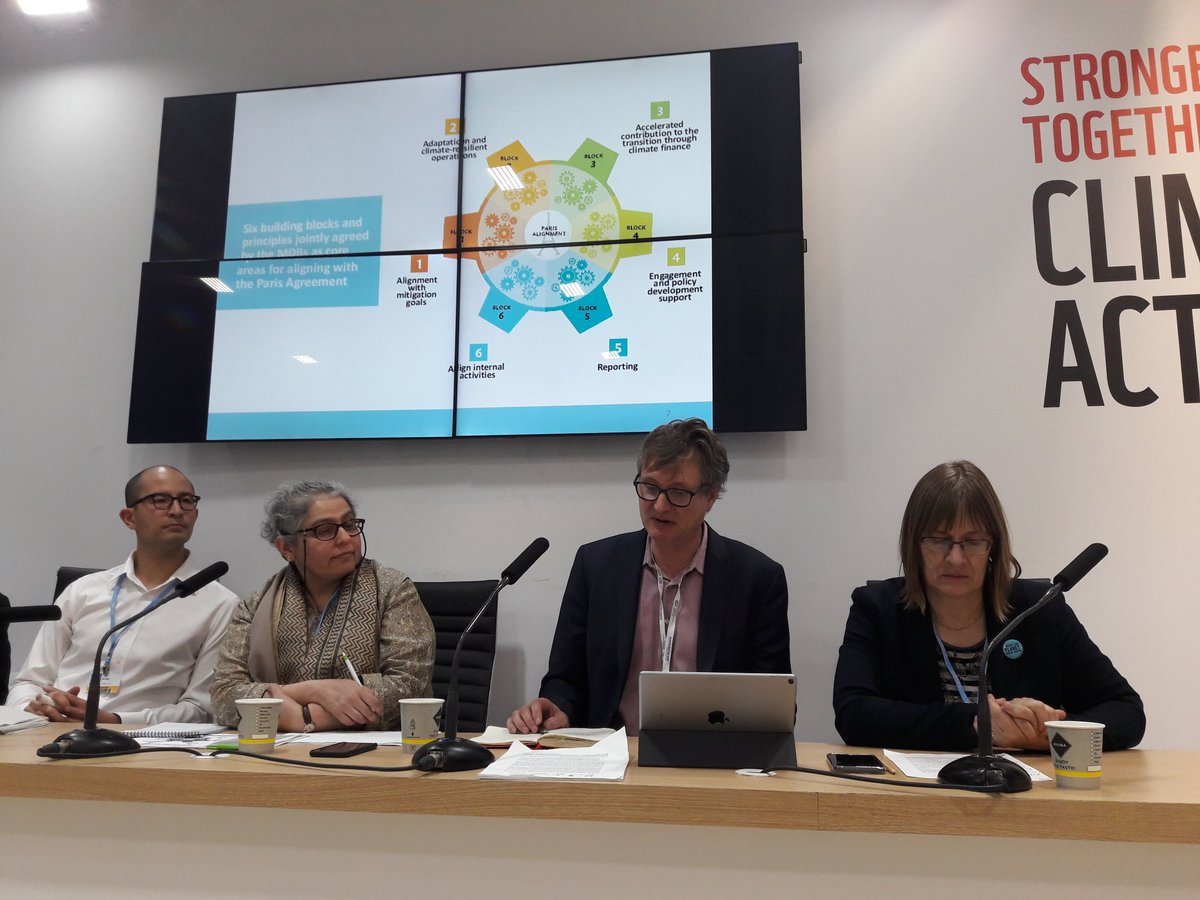 MainstreamClim's tweet photo. [COP24] @EIB @ADBClimate and @EBRD are presenting the 6 building blocks and principles the MDBs agreed on as core areas for aligning with the #ParisAgreement
 
#COP24 #WalkTheTalk 

Learn more 👉https://t.co/MWSja6al8X https://t.co/g6kgg9jiDz
