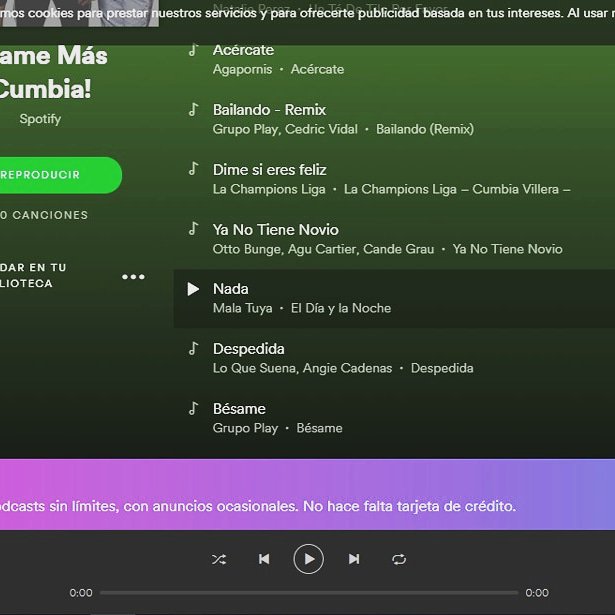 Escucha NADA de <a href="/MalaTuyaBanda/">Mala Tuya</a> en la lista DAME MÁS CUMBIA de <a href="/Spotify/">Spotify</a>