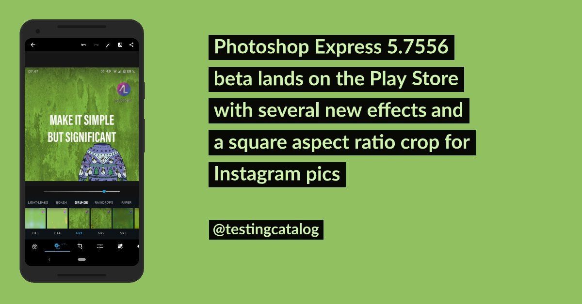 testingcatalog's tweet image. Photoshop Express 5.7556 beta lands on the Play Store with several new effects and a square aspect ratio crop for Instagram pics
testingcatalog.com/report/amp/319

Photoshop Express is a mobile app for Android made by @Adobe.
#androidphoto #photoshop #photography #photoapp