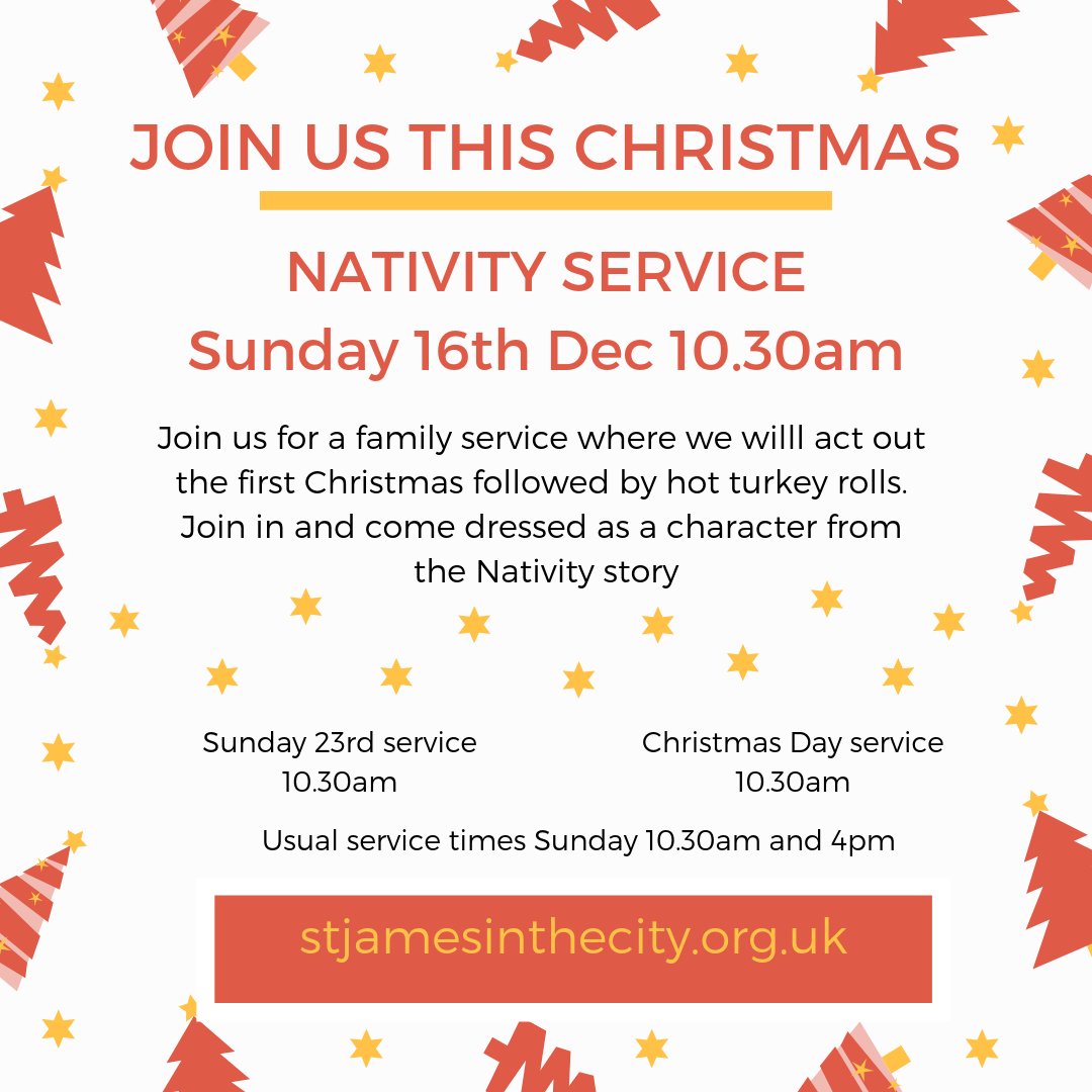 Join us this Christmas #stjamesinthecity #stj #christmasservices #church #nativity #turkeyrolls #itschristmas