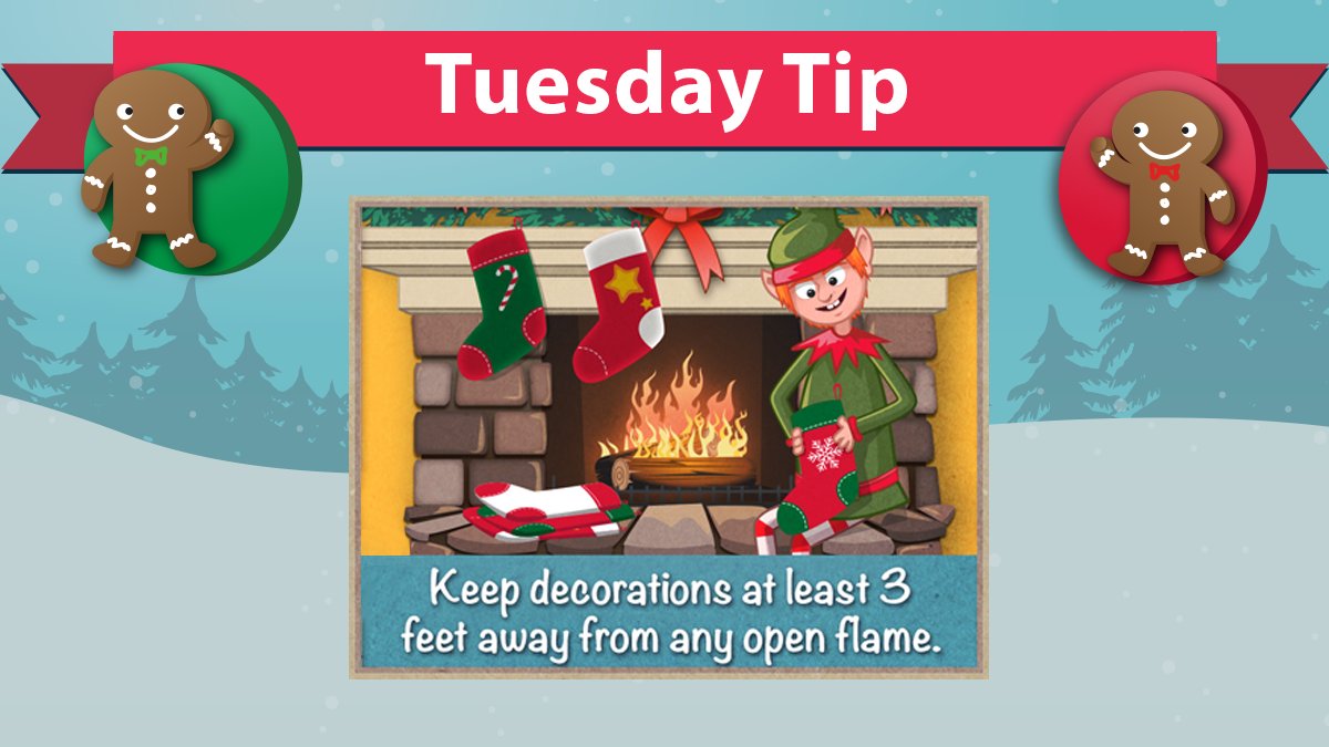 ESFIdotorg's tweet image. 'Tis the #season for our #holiday themed #TuesdayTips! Always keep decorations a safe distance away from any open flames or heat sources. Visit holidaysafety.org for more Holiday Safety resources!