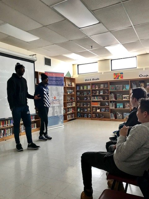 hfxhurricanes's tweet photo. Cliff and @daveandoh were at St. Agnes Jr. High this morning talking to grade 8 students about achieving your goals and focusing on your academics 📚

Thank you for having us! 

#CanesintheCommunity https://t.co/C1YYUE7enm