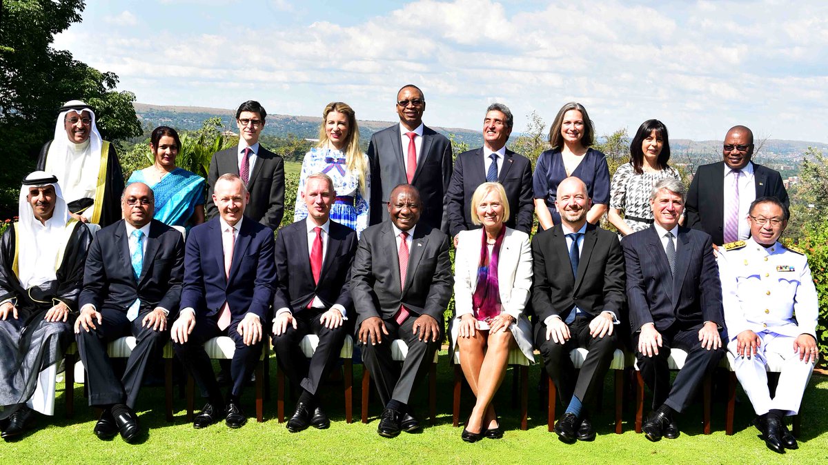 President @CyrilRamaphosa addresses new Heads of Mission designate after they presented #LettersOfCredence to the President during a credence ceremony at Sefako Makgatho Presidential Guesthouse in Pretoria.