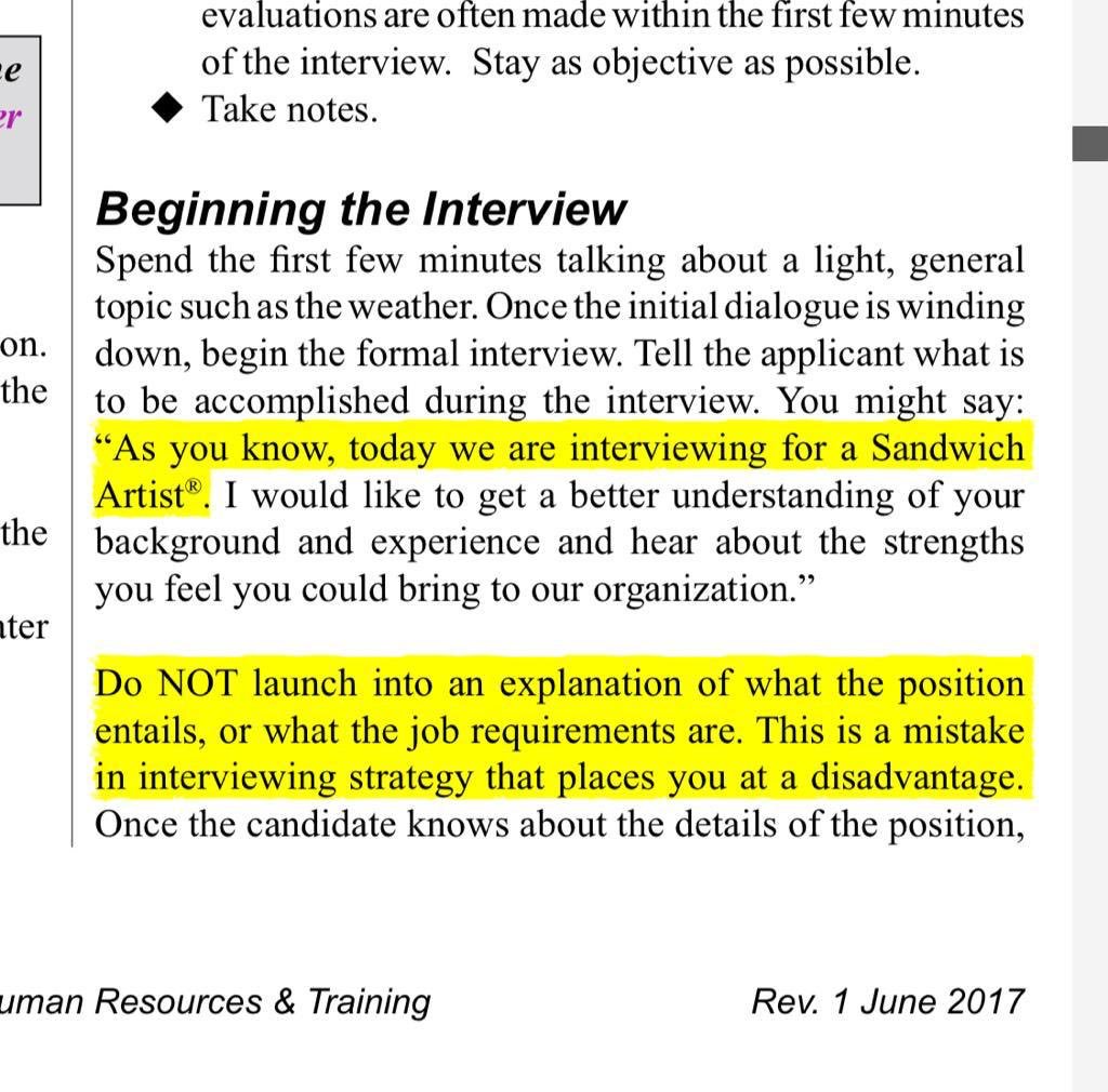 This 800-page tome on how to operate a Subway restaurant may be the most underrated business book ever.
My favorite is the interview advice. Comes with a fresh topping of corporate lingo: https://draperadmin.com/pdf/OpsManual2017.pdf …