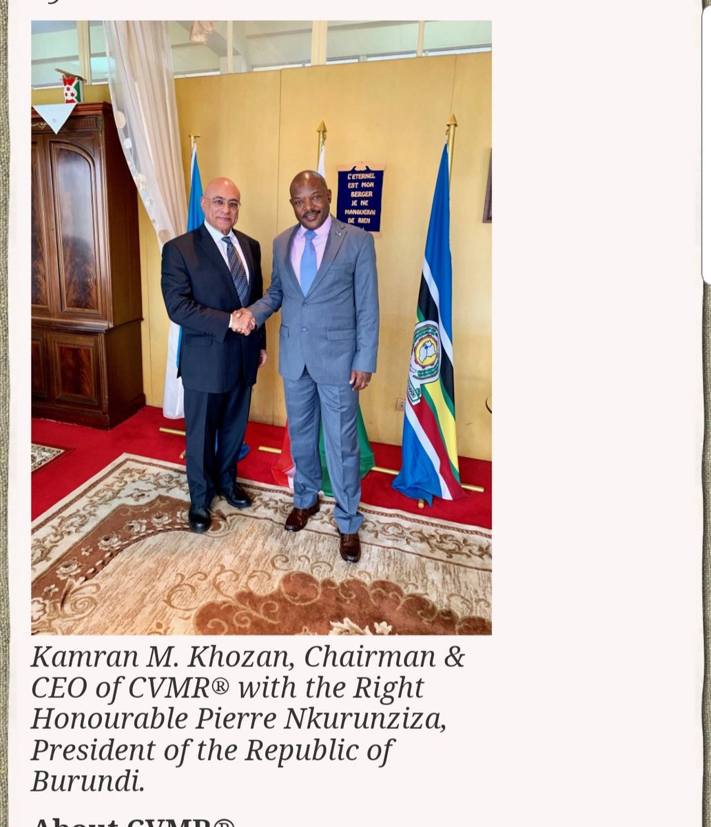 takupapabiko's tweet photo. @cvmrcorp Very disappointed 2 see @Khozan7 CEO of CVMR,a #Canadian company doing business &amp; being cozy with @pnkurunziza a person the UN human rights commission on #Burundi said is using hate speech to insight violence. 
@JustinTrudeau @DavidSweetMP @anitavandenbeld 
@LevittMichael https://t.co/W3zSliqLGD