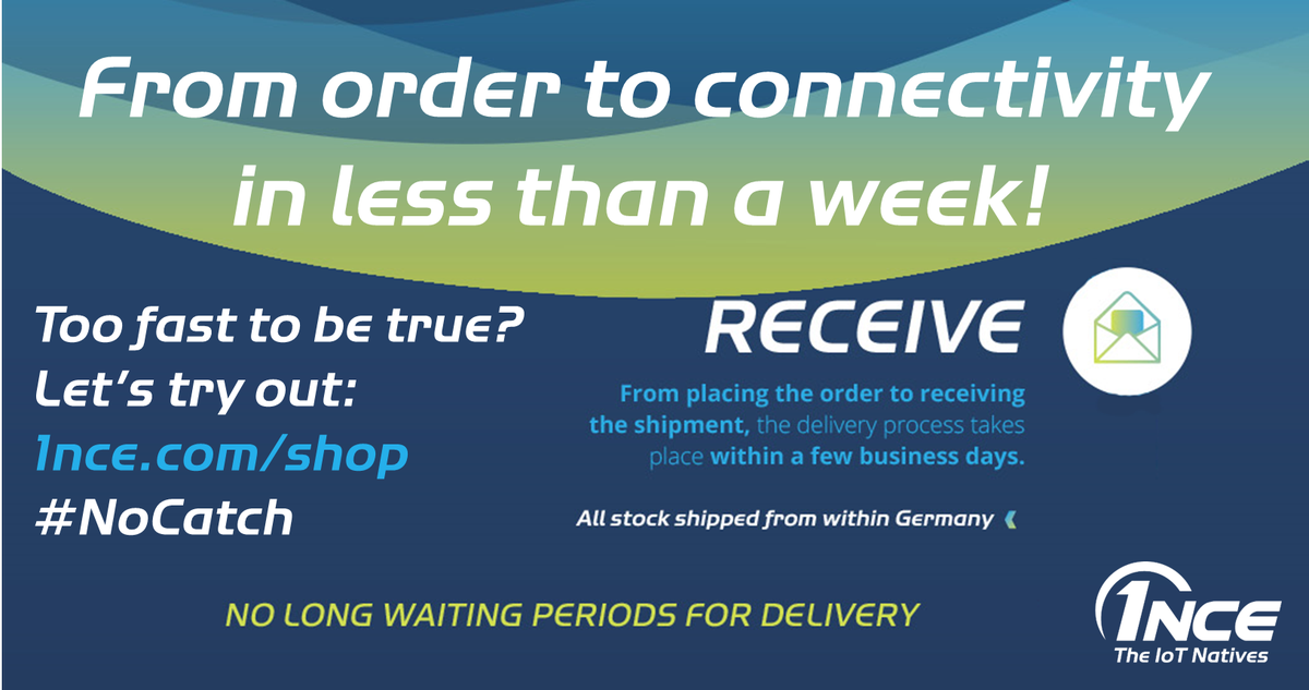 IoTNow_'s tweet photo. Get your #IoT solutions out the door faster than ever before! From placing the order with #1NCE to receiving the shipment, the delivery process takes less than a week https://t.co/xiNaWqQSlQ #1NCE #1NCEInfluencer #iotnative #1NCEWebShop @1NCE3 https://t.co/W8AfmRd3gm