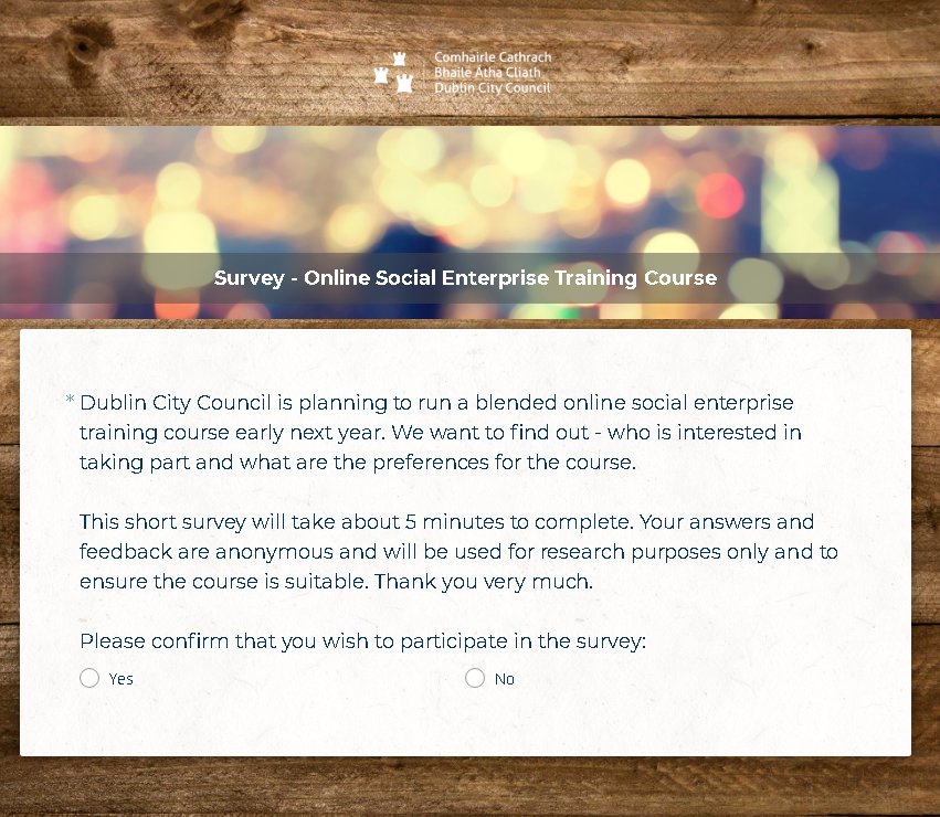 LEODublinCity (@leodublincity) on Twitter photo We're planning on running a blended online #SocialEnterprise course next year with @AnCosan_VCC. What should it include? When should it take place? Let us know by completing our survey at surveymonkey.com/r/SocialEnterp⦠#Dublin #SocEnt <a href="/socentie/">SocEnt.ie</a> @SInnovationIRL <a href="/SEIreland/">Social Entrepreneurs Ireland</a> <a href="/SEJumpstart/">Social Enterprise Jump-start Program 2018</a> We're planning on running a blended online #SocialEnterprise course next year with @AnCosan_VCC. What should it include? When should it take place? Let us know by completing our survey at surveymonkey.com/r/SocialEnterp⦠#Dublin #SocEnt <a href="/socentie/">SocEnt.ie</a> @SInnovationIRL <a href="/SEIreland/">Social Entrepreneurs Ireland</a> <a href="/SEJumpstart/">Social Enterprise Jump-start Program 2018</a>