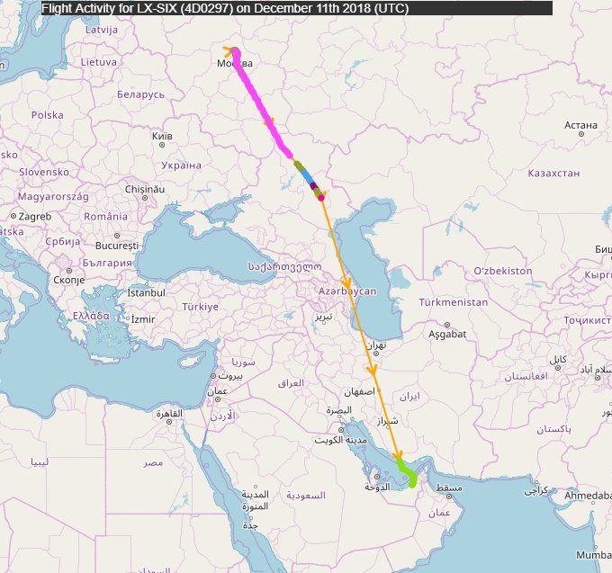 Kirill Dmitriev (RDIF) or Gennady Timchenko LX-SIX 12/11/18 Moscow-DubaiAndrei Skoch's P4-MGU flew to Dubai on 12/6, Sheldon Adelson's VP-BMS flew to Dubai on 12/7. Both planes are still in Dubai.Dmitriev met Erik Prince in Seychelles in Jan 2017 and Skoch was there too.