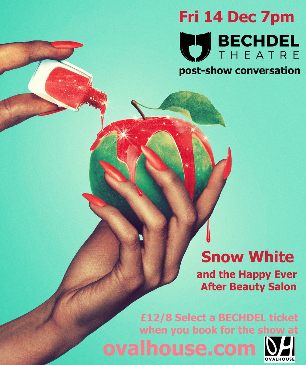 CamdenPT's tweet image. On Fri 14 Dec @BechdelTheatre host a book club style post-show chat with our friends @Ovalhouse and @inthewrongcrowd. All are welcome to explore the feminist themes of their new show #AllNewSnowWhite and enjoy a festive drink. Book for the 7pm performance: bit.ly/SnowOH