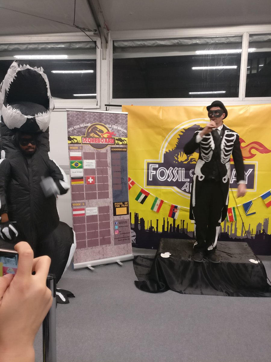 FossilAwards's tweet photo. #FossiloftheDay has started!! Watch live on our Facebook page or join us in front of Climate Action Room 2 in Area A 🦖 https://t.co/KQNlTxfCJA