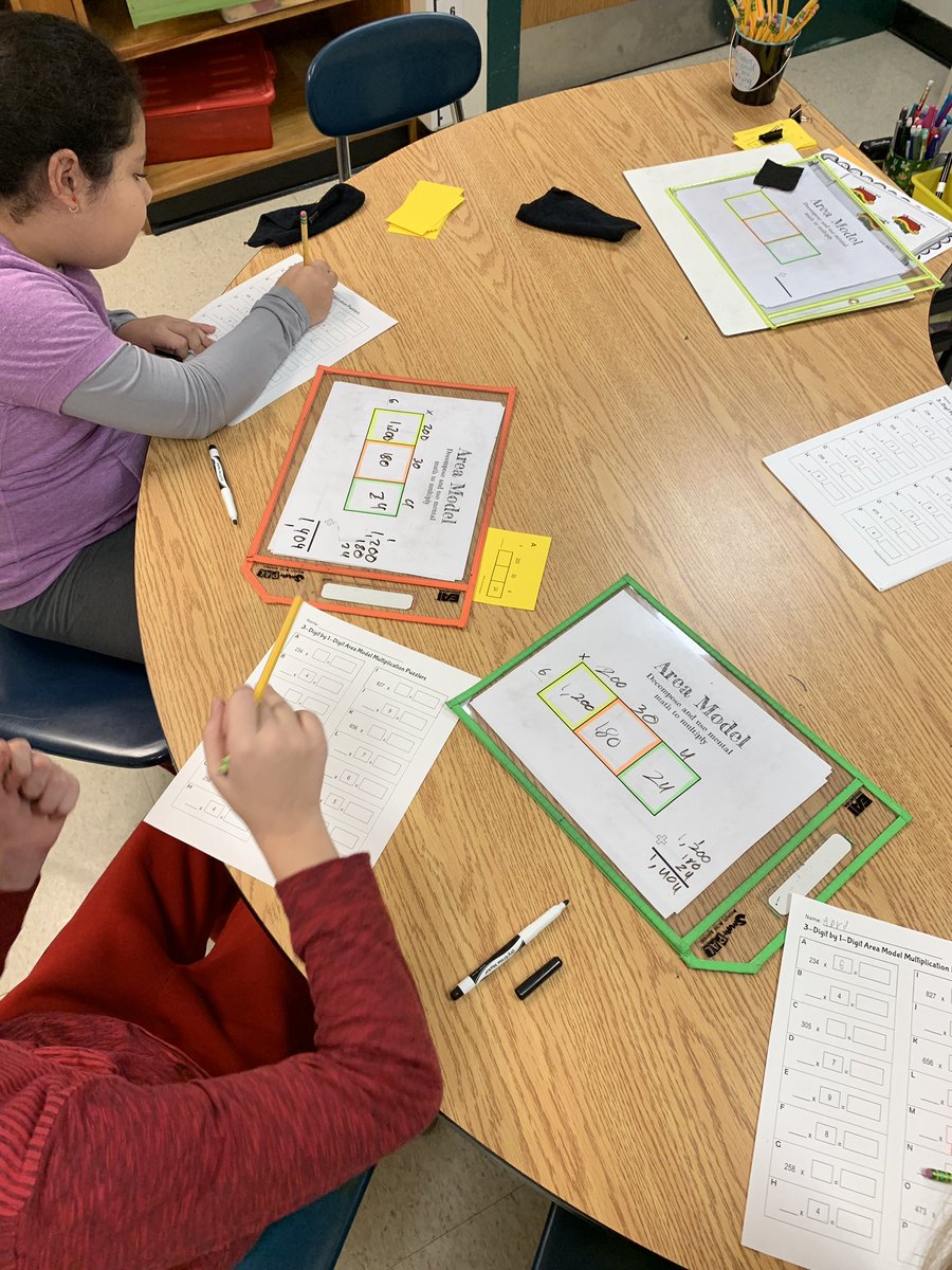 MathwithMrsOC's tweet photo. 4th graders @brewsterschools are thinking critically and persevering with area model puzzlers from @MathCoachCorner. A nice twist for multiplication practice that requires thinking outside (or inside!) the box. https://t.co/WWMi3VwWVi