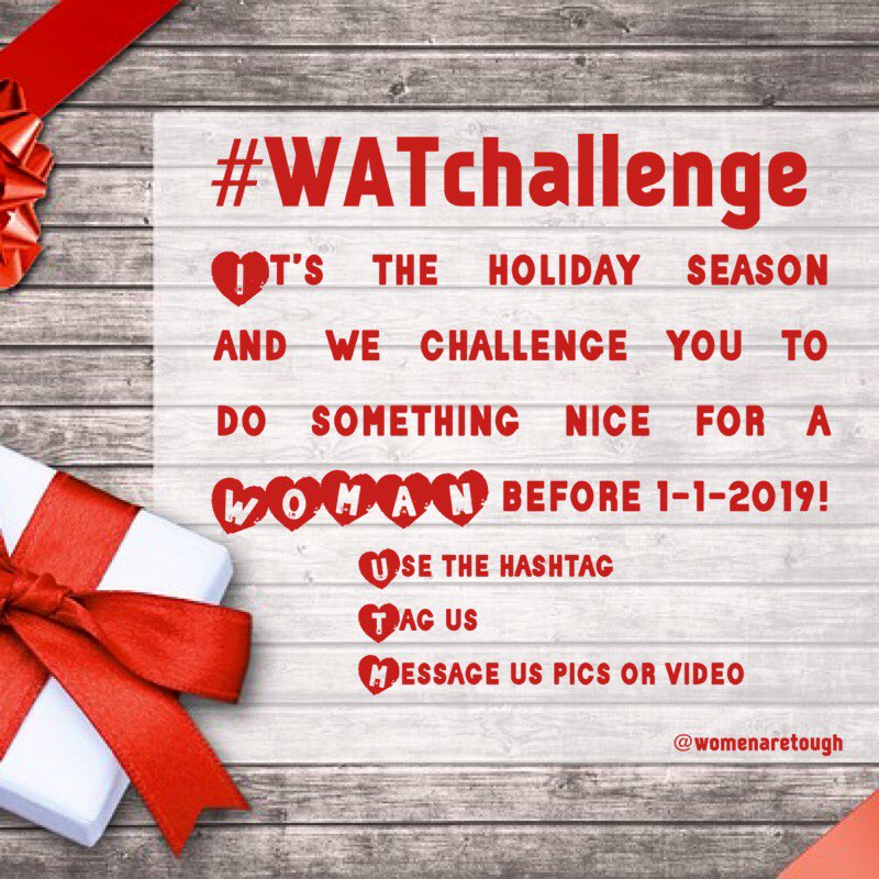 WomenAreTough's tweet photo. Treat whoever you think could use some holiday cheer to dinner, a manicure, a movie, a cup of coffee. Clear out your closet and give to a women’s shelter. The possibilities are endless.
#women #holidays #love #kindness #wedeserve #nicegestures #too #womenaretough #WATchallenge https://t.co/EjCSJIibMS