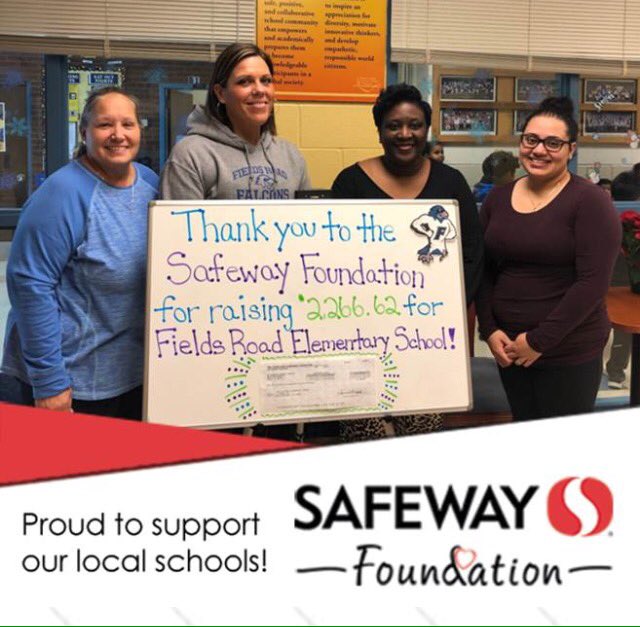 Principal_FRES's tweet image. Thank you #SafewayFoundation for the generous donation to our school!  We really appreciate your support! @FieldsRoadES_AP