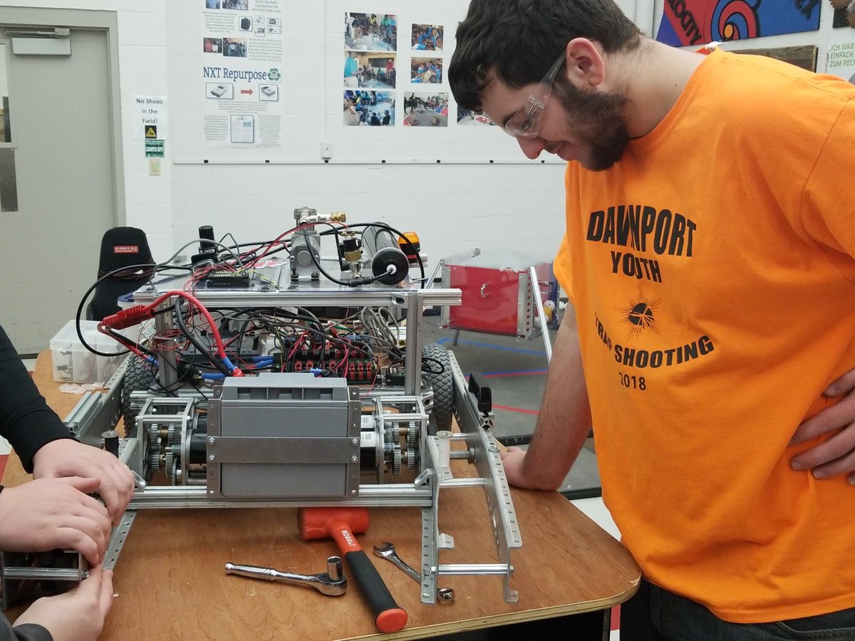 So we had a mixup. Our robot ran into lockers in autonomous, and lost that battle. Now we have to fix our chassis rails.