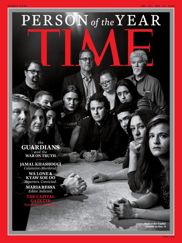 PENamerica's tweet photo. In a reaffirmation of the power and importance of journalism, @TIME has named guardians of the truth as their Person of the Year: Jamal Khashoggi, @capgaznews, @mariaressa, and Wa Lone and Kyaw Soe Oo. https://t.co/oHvPb8Tept https://t.co/ogWG8YKPu5