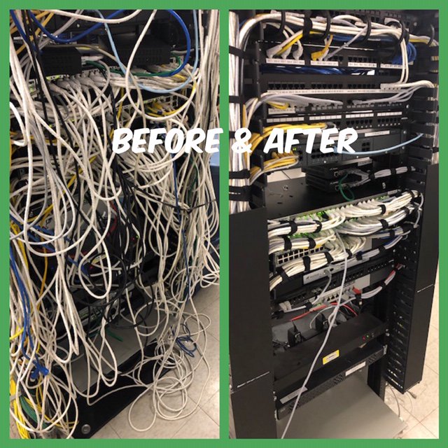 NST_LI's tweet image. Before and after pictures of a cabling project we did for a new client.  Great job from our Project&apos;s Team #cableproject #projectteam #whatamess