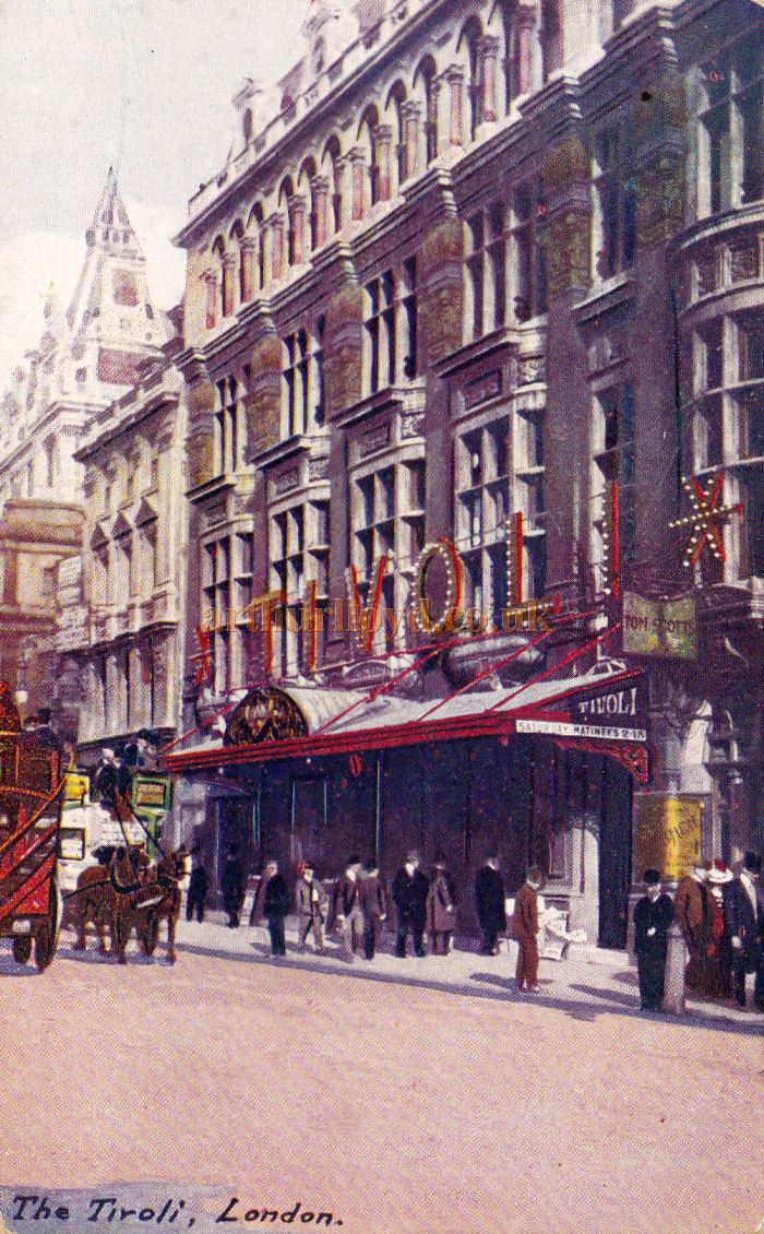 The south side of the Strand, showing the new Tivoli Cinema, on the site of the Old Tivoli Music Hall 1957, the Picture Theatre was demolished to make way for a branch of the Peter Robinson Fashion Store.The Memorial plaque to Marie Lloyd, which had originally been placed in the