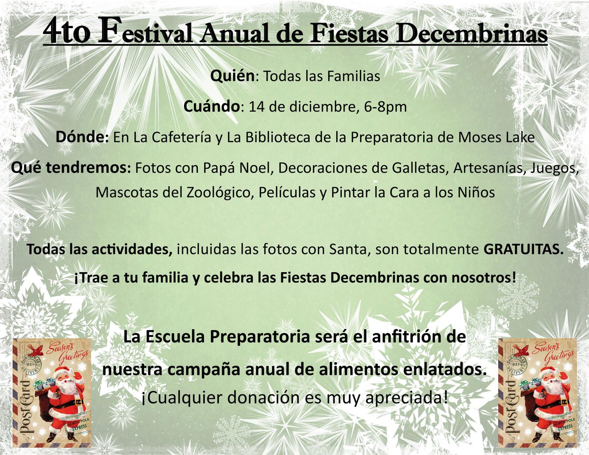 Are you interested in the Moses Lake High School's 4th annual Family Holiday Festival? If so check it out!