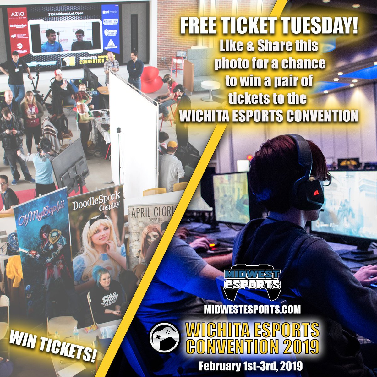Like and Retweet to win tickets to the 2019 Wichita #Esports Convention! We will pick a winner at the end of the week!