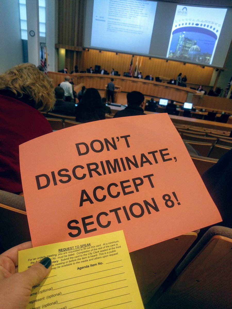 We're back urging #SJCityCouncil to #ProtectRenters by prohibiting discrimination again #Section8 vouchers, expanding protections to #duplexes, and to end discriminatory 'criminal activity' evictions even in cases where the accused is found innocent.
