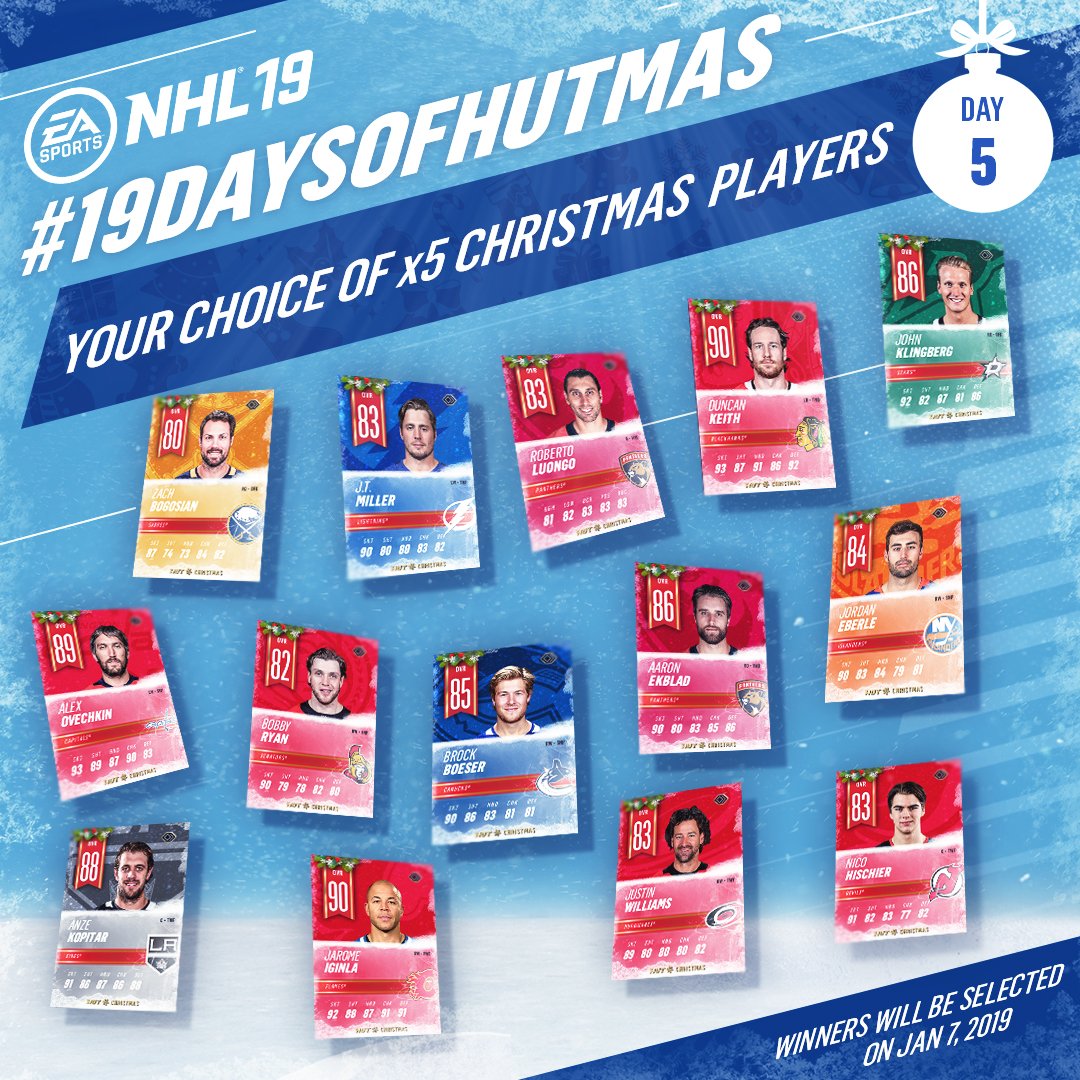 Day 5: RETWEET for your chance to win x5 Christmas Player items of your choice! #19DaysofHUTmas
