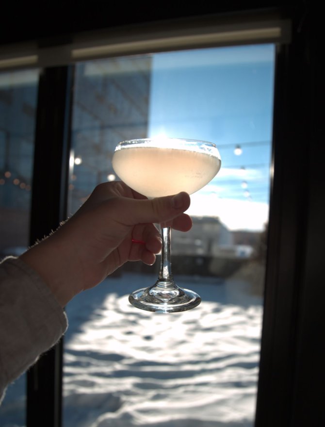 Raising our glass to a sunny day.