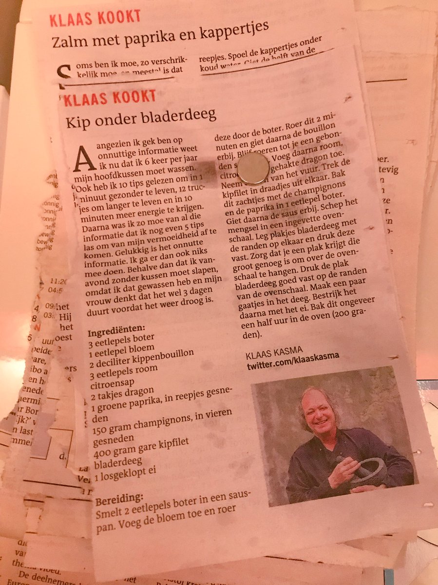 <a href="/klaaskasma/">Klaas Kasma</a> jongen, jongen, we hebben super gesmuld van je recept... kip onder bladerdeeg..