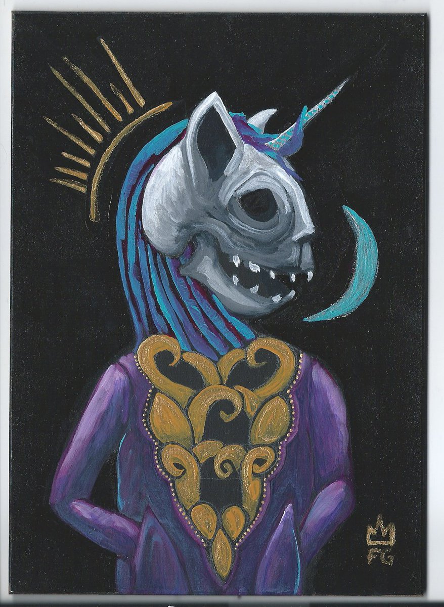 Excited to share the latest addition to my #etsy shop: Gold Framed Unicorn Cat Skeleton with the Sun and the Moon at her Call, Skull, Day of the Dead 5x6" Original Acrylic Painting. etsy.me/2rtxf2U #art #painting #skeleton #originalskullart #acrylicpainting #da