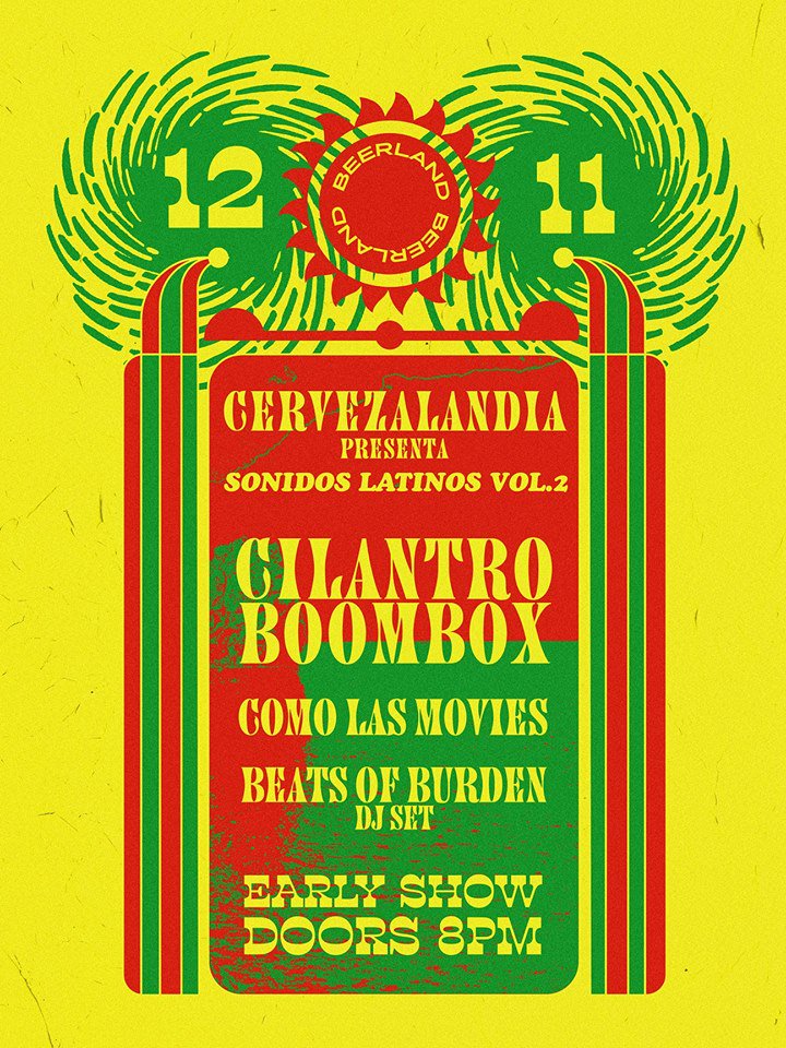 RedRiverNoise's tweet photo. Cervezalandia Presenta "Sonidos Latinos Vol.2" at @beerlandtexas featuring @cilantroboombox &amp; @comolasmovies.  Tonight starting at 8 PM. Details: https://t.co/GDa5jxV5zB https://t.co/JfIdrYGRRi