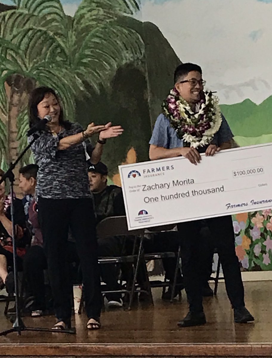 MSDHutton's tweet photo. Principal Ahn proudly presents Zachary Morita to the Niu Valley Middle School students and staff!! @NVMSLancers https://t.co/LJZXlCnp2h