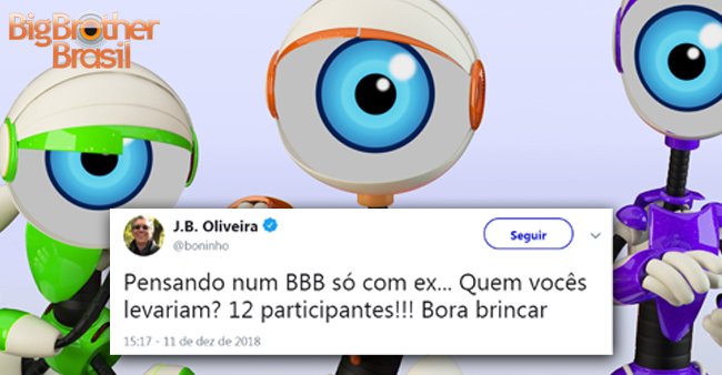 bbb's tweet photo. Cheirinho de #BBB19 no ar! Boninho fala sobre lista de participantes e brinca ao lançar desafio https://t.co/WqD6bdwTol https://t.co/K7SHiqg4Xd