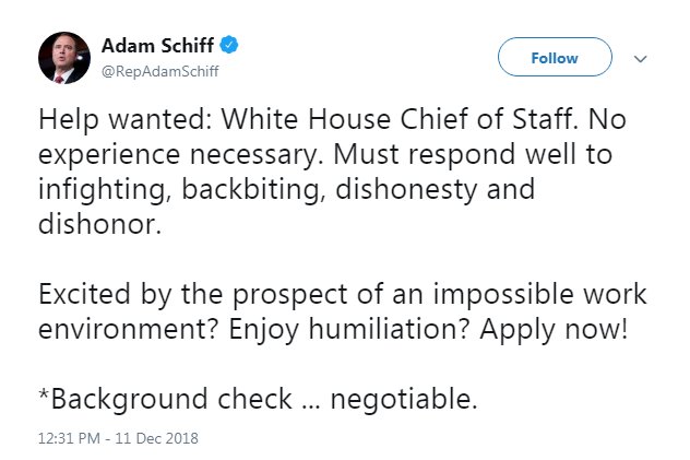 MSNOWNews's tweet photo. Rep. Schiff writes his own job description for a new chief of staff for President Trump. https://t.co/azVPUsNIUz