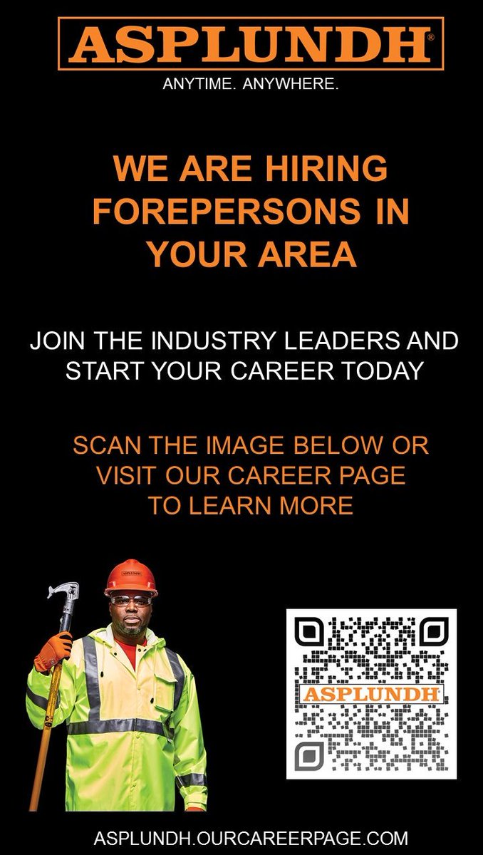 Construction & Utilities Talent Development Center (@cutalentdevcent) on Twitter photo Currently recruiting Union Forepersons with line clearance experience Having challenges finding qualified candidates with specific and recent experience Foreperson needed in the following areas:
East Brunswick, Sussex & Howell
Contact: R.Torres@Asplundh.com
Office: 248 -791-2174 Currently recruiting Union Forepersons with line clearance experience Having challenges finding qualified candidates with specific and recent experience Foreperson needed in the following areas:
East Brunswick, Sussex & Howell
Contact: R.Torres@Asplundh.com
Office: 248 -791-2174